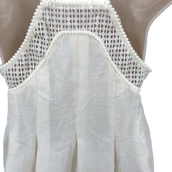 H&M Womens Cream Open Knit Lace Detail Strap Sleeve Lightweight Dress Size 4 - Picture 4 of 8